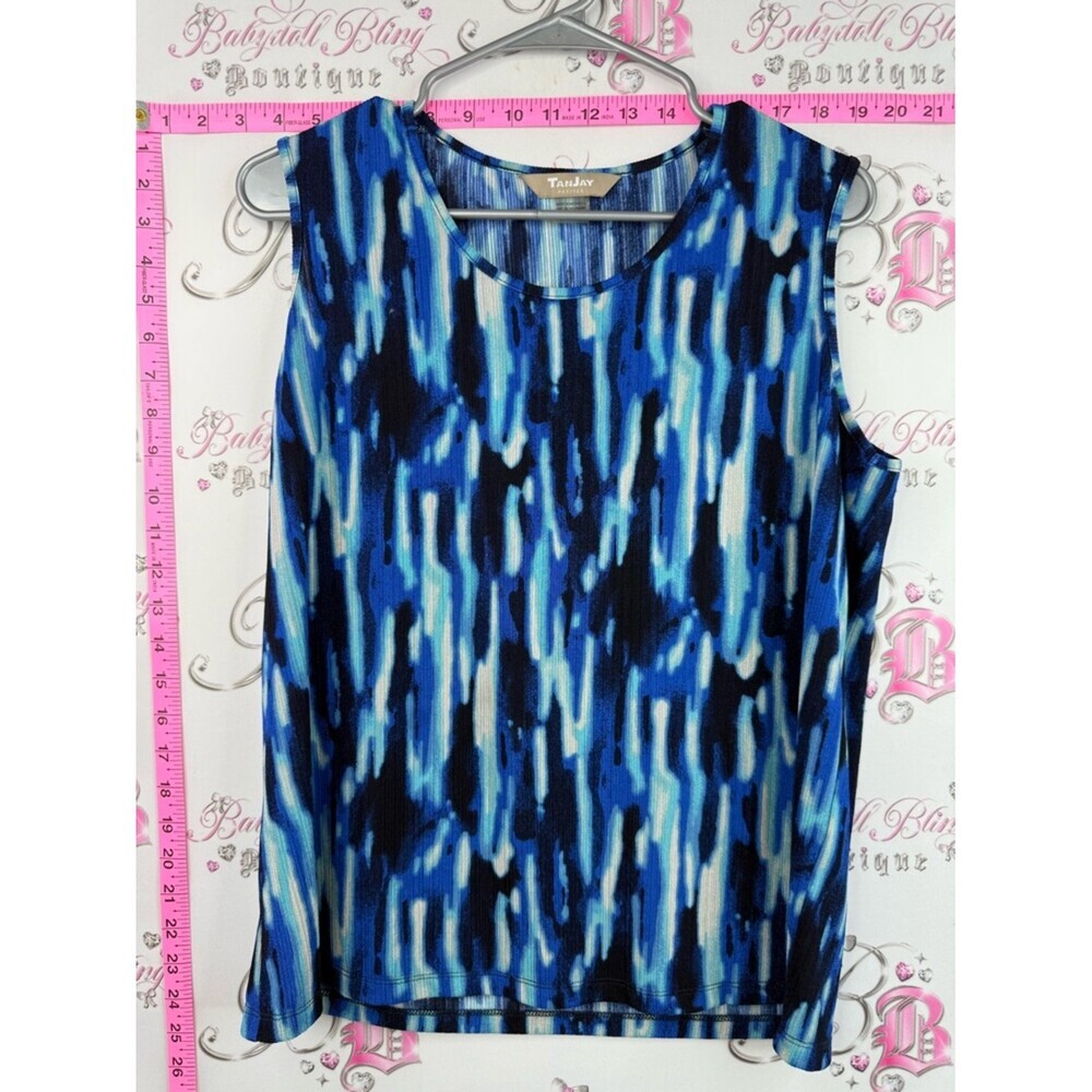 TanJay tank top neon blue bright ombre Blue Abstract Sleeveless Tank Top